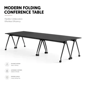 Modern Mobile Convertible Extendable Training Table Flip Top Locking Wheels Fast Setup Linkable Folding Modesty Panel Book Net