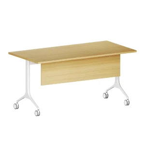 Modern Mobile Eco Friendly Wood Training Table with Wheels Foldable Flip Top Conference Room Seminar Desk