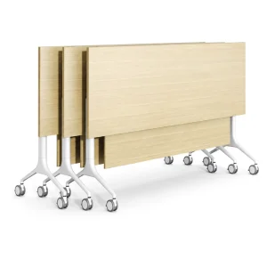 Modern Mobile Extendable Foldable Flip Top Training Table Wheels Linkable Customizable Leg Colors Exhibition Event Desk