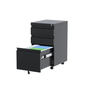Modern Mobile Filing Cabinet with 3 Drawers and 4 Wheels for Home Office Use