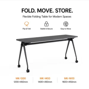 Modern Mobile Flip Top Training Table Silent Casters Stackable Foldable 32mm Thick Steel Frame Conference Desk Multipurpose