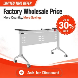 Modern Mobile Folding Conference Table with Wheels Space Saving Flip Top Office Meeting Table for Training Room