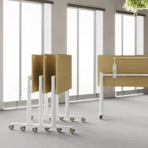 Modern Mobile Training Table with Revolving Feature Foldable Work Desk for Seminars Workshops Offices Featuring Casters