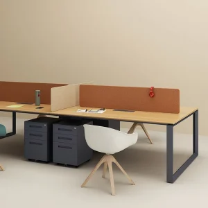Modern Modular 4 Person Office Workstation Desk Iron Metal Frame MFC Top Electrostatic Powder Coating for Efficient Team