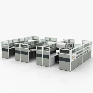 Modern Modular Aluminum Durable Adjustable Height 6 Seater Office Cubicle Workstation for Home Office & School Use