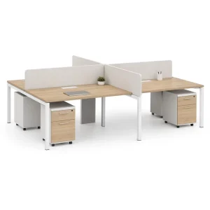 Modern Modular Contemporary Office Workstation Easy Assembly Sturdy Stone Frame 4 Person Employee Desk for Commercial Use No LED