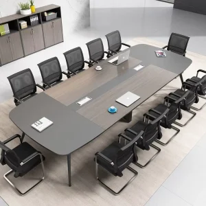 Modern Modular Desk Conference Table with Iron Frame and Wood Panel Easy Clean Office Classroom Chair Combination