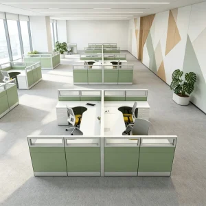 Modern Modular Durable Aluminum Profile Fabric Office Furniture 4-Person Combination Workstation