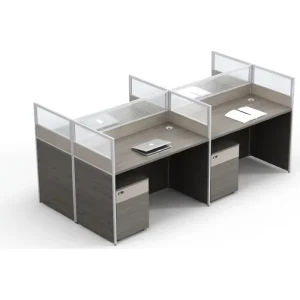 Modern Modular Eco Friendly 4 Person Partition Office Workstation Wooden Staff Cubicle Desk Box Drawer Storage Open Plan Office