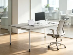 Modern Modular Eco Powder Coated MDF Single Staff Desk Built in Power Socket Steel Legs for Office Building Employee Workstation