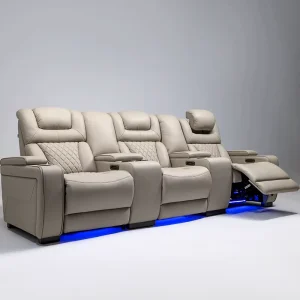 Modern Modular Genuine Leather Wood One Seat Home Theater Set Electric Furniture Remote Control Audio Visual Rooms Private