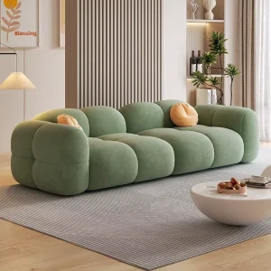 Modern Modular Living Room Velvet Sectional Sofa Stainless Steel Legs Foam-Filled Straight-Line Design Vacuum-Sealed Packaging
