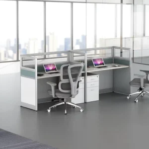 Modern Modular Office Cubicle Workstation 2 Person L Shaped MDF Eco Friendly Durable Office Furniture