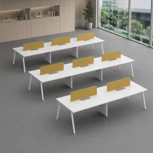 Modern Modular Office Cubicle Workstation Customized 4 People Steel Frame E0 Grade MFC Office Desk for School Office Use