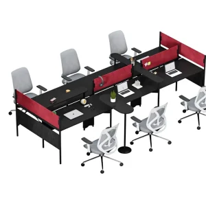 Modern Modular Office Desk with Drawers and Chair Set for 6 Person Staff Cubicle Wood Standing Desk Workstation