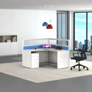 Modern Modular Office Desk with Partition and Workstation Features Eco Friendly Solid Wood Construction