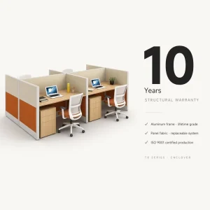 Modern Modular Office Partition Workstation 4 Person Aluminum Frame Call Center Cubicle 10 Year Warranty Hospital School