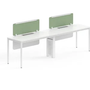 Modern Modular Office Workstation Desk Double Person Staff Table with Fabric Privacy Screen and Cable Management
