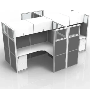 Modern Modular Revolving Staff Workstation Cubicle Partition with Overhead Hanging Cabinet