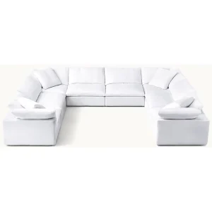 Modern Modular Sectional Fabric Sofa Set with Solid Wood Legs Slipcovered Design for Living Room Mall & Villa