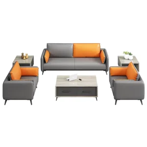 Modern Modular Sectional Leather Office Sofa Home Lounge Waiting Commercial Reception Couch Set for Apartment and Hotel Use