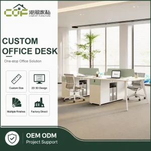 Modern Modular Wooden L Shaped Office Desk with Bookshelf and Standing Desk Workstation
