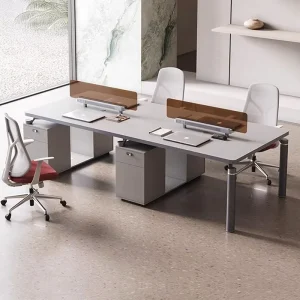 Modern Modular Wooden Panel Office Workstation Partition for 4-6 People Durable Commercial Furniture with Storage Solutions