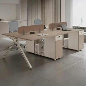 Modern Modular Wooden Panel Office Workstation Partition for 4 6 People Durable Commercial Furniture with Storage Solutions