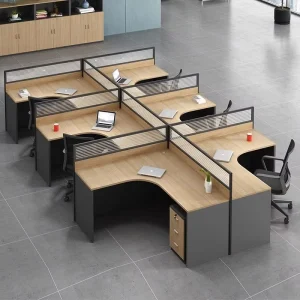 Modern Modular Wooden Staff Computer Desk Chair Set 2 4 6 Person Office Partition Workstation Thick Aluminum Alloy Frame