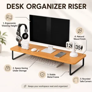 Modern Monitor Stand Organizer for Laptop Computer Desk Accessories Storage