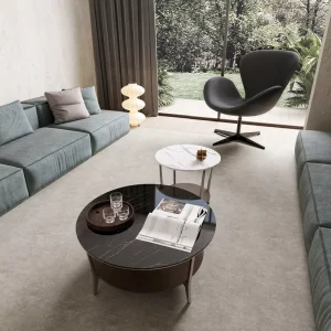 Modern Movable Cocktail Table Nightstand Marble Top Aluminum Frame Minimalist Design Durable for