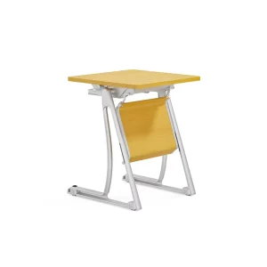 Modern Movable Folding Office Meeting Furniture Aluminum Alloy Frame Training Desk Wood Table Top Home School Commercial Use