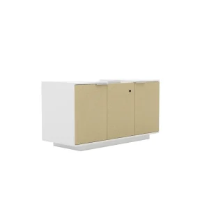 Modern Movable Melamine Office Side Cabinet 3 Doors Storage Credenza Matching Executive Desk OEM ODM Custom Workshop Home Office