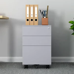 Modern Movable Steel File Cabinet with 3 Drawers Lockable
