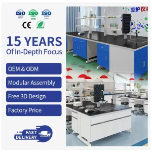 Modern Multi Material Laboratory Island Benches Commercial Furniture for Experiment Use