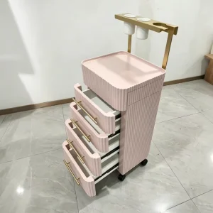 Modern Multi functional Salon Trolley Cart with Hair Dryer Holder Multi Drawer Storage for Beauty Spa Hair Salon