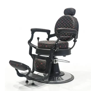 Modern Multifunction Salon Furniture Black Hairdressing Styling Chair Heavy Duty Reclining Round Base Swivel Barber Chair