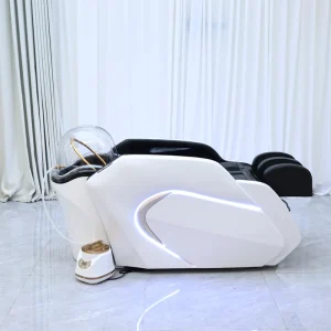 Modern Multifunction Salon Shampoo Chair with LED Light and Ceramic Basin for Barber Shop