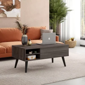 Modern Multifunctional Lift Top Extendable Solid Wood Coffee Table with Storage Adjustable Shelf Living Room Center