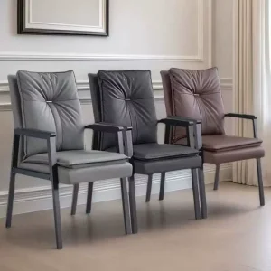 Modern Multifunctional PU Leather Sponge Waterproof Office Chair Arm Conference Chair Carbon Steel Frame 63x58x107cm