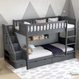 Modern Multifunctional Solid Wood Dormitory Beds Simple Student Staff Bunk Bed for Apartment Mahogany Wood MDF Panel
