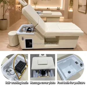 Modern Multifunctional Thai Head Spa Shampoo Bed Electric Water Therapy Hair Washing Chair with Foot Bath for Beauty Salon