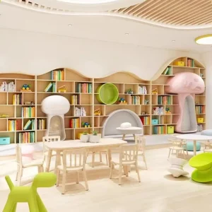 Modern Mushroom Bookshelf Set for Preschool Kindergarten Daycare Classroom Furniture Library Reading Room Display Rack