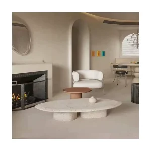 Modern Natural Marble Oval Coffee Table Living Room Furniture Home Furniture