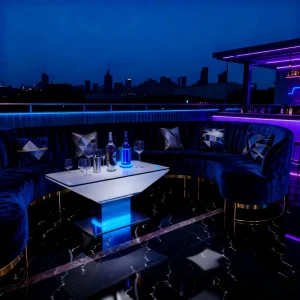 Modern Nightclub Disco Square LED Furniture Shinning Cocktail Bar Coffee Table Hookah Lounge Furniture Nightclub Tables Bar