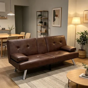 Modern Nordic Design PU Leather Two Corner Office Sofa Bed Stainless Steel Legs for Commercial Lobbies & Small Apartments