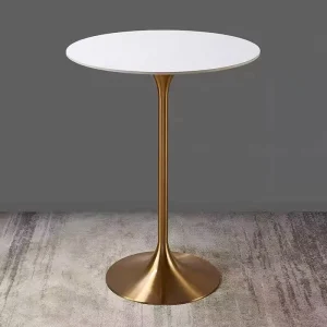 Modern Nordic Farmhouse Marble Bar Coffee Table Carbon Steel Base High Bistro Cafe Kitchen Dining Room Eco Friendly Furniture