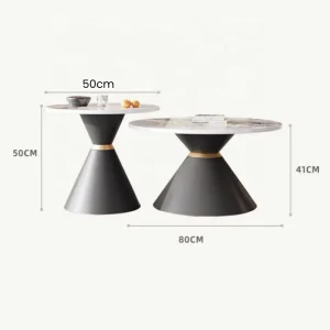 Modern Nordic Light Round Sintered Stone Coffee Table Set for Small Living Rooms