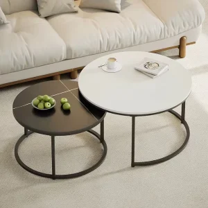 Modern Nordic Living Room Furniture Rock Slab Simple Round Luxury Coffee Table Set Customized Color
