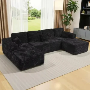 Modern Nordic Luxury Modular Fabric Chaise Recliner U Shape Adjustable Sectional Sofa Apartment Villa Bedroom Living Room Gym